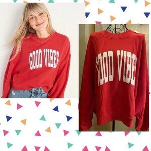 Good Vibes Red Crop Sweater